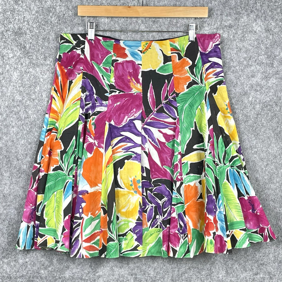 Lauren‎ Ralph Lauren Floral Skirt Size 12P 100% Cotton Tropical Feminine Career - Picture 1 of 7